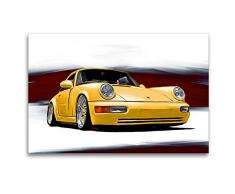 Premium Textil-Leinwand 120 x 80 cm Quer-Format Porsche 911/964 | Wandbild, HD-Bild auf Keilrahmen, Fertigbild auf hochwertigem Vlies, Leinwanddruck von Reinhold Autodisegno