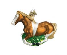 Old World Weihnachten Glas mundgeblasenen Kollektion Ornament mit S-Haken und Geschenk-Box, Tier, Mustang, Stripe
