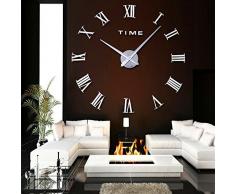 GMMH Wanduhr Selbst gestaltbar Do-it-Yourself XXL Silber 100-130 cm römische Zahl Wandtattoo