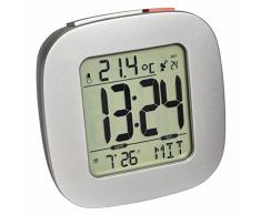 TFA Dostmann Funk-Wecker mit Temperatur, Kunststoff, Silber, 8 x 3 x 8 cm