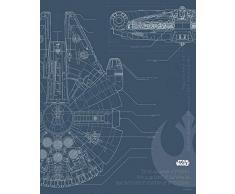 Komar Wandbild Star Wars Blueprint Falcon | Kinderzimmer, Jugendzimmer, Dekoration, Kunstdruck | ohne Rahmen | WB176-40x50 | Größe: 40 x 50 cm (Breite x Höhe)