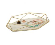 Umbra Prisma Schmuckablage - Schmucktablett für Ringe, Ohrringe, Armbänder, Uhren und andere Accessoires, Metall / Matt Gold