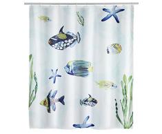 WENKO 23193100 Duschvorhang Aquaria, waschbar, wasserabweisend mit 12 Duschvorhangringen, Polyester, 200 x 180 cm, Mehrfarbig