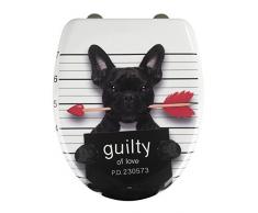 WENKO 22405100 Premium WC-Sitz Guilty Dog, Toiletten-Sitz mit Absenkautomatik, rostfreie Fix-Clip Hygiene Edelstahlbefestigung, 38 x 45 cm, mehrfarbig