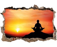 Pixxprint 3D_WD_S2302_92x62 Meditation auf Berg Wanddurchbruch 3D Wandtattoo, Vinyl, bunt, 92 x 62 x 0,02 cm