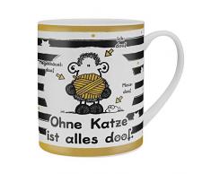 Sheepworld 45991 XL-Tasse mit Spruch Ohne Katze ist alles doof, Porzellantasse, 60 cl, mit Geschenk-Banderole