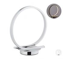 Relaxdays LED Tischlampe Kreis, Aluminium, modernes Design, LED Tischleuchte Wohnzimmer & Schlafzimmer, H: 30 cm, silber