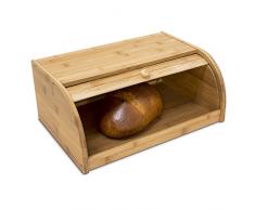 Relaxdays Bambus-Brotkorb, mit Rolldeckel, 40 x 27,5 x 16,5 cm, Frische Brotaufbewahrung, Natur Braun, Holz, Medium Wood Tone, 27.5 x 40 x 16.5 cm