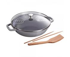 Staub Wok, Induktionsgeeignet, Gusseisen, Graphitgrau, 30 cm, 1 Einheiten