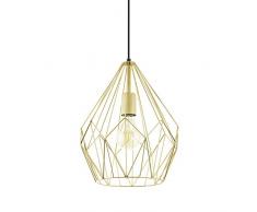 EGLO Pendellampe Carlton, 1 flammige Vintage Pendelleuchte, Retro Hängelampe aus Stahl, Farbe: Gold, Fassung: E27