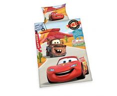 Herding DISNEY CARS Kleinkinder-Bettwäsche-Set, Wendemotiv, Bettbezug 100 x 135 cm, Kopfkissenbezug 40 x 60 cm, Baumwolle/Renforcé