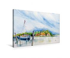 Calvendo Premium Textil-Leinwand 75 cm x 50 cm quer, Am Bodden | Wandbild, Bild auf Keilrahmen, Fertigbild auf echter Leinwand, Leinwanddruck Natur Natur