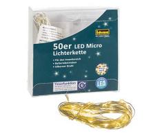 Idena 31825 LED Micro Lichterkette mit 50 LED in warm weiß, mit 6 Stunden Timer Funktion, Batterie betrieben, für Partys, Weihnachten, Deko, Hochzeit, als Stimmungslicht, ca. 5,2 m