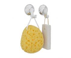 Relaxdays Wandhaken ohne Bohren, mit Saugnapf KNUTSCHI, 2er Set, belastbare Badhaken, HxBxT: 6,5 x 5,2 x 5,0 cm, silber