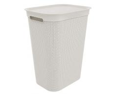 Rotho Brisen Wäschekorb mit Deckel 50 l, Kunststoff (PP), Weiß (Sand), 50 Liter (43 x 34 x 53 cm)