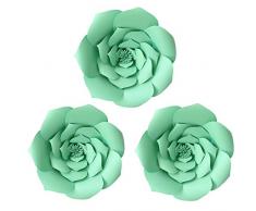 Daily Mall Papier-Blumen-Dekorationen, Riesenblumen, Hochzeit, Party, Blumen-Hintergrund, DIY handgefertigt, für Kinderzimmer, Geburtstag, Wanddekoration 3pcs-12 lichtgrün