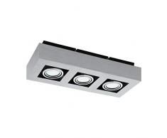 EGLO Deckenleuchte, Aluminium, GU10, Alu-gebürstet/Chrom/Schwarz, 36 x 14 x 8.5 cm