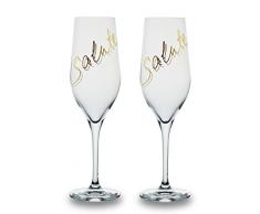 Bohemia Cristal 093 006 065 Champagnerkelche ca. 260 ml aus Kristallglas 2er Set Champagne salute gold