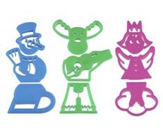 Dr. Oetker Ausstecher Plätzchen Puzzle, Ausstechformen für Weihnachten, Ausstecher für Plätzchen, Kekse und Fondant, vielfältige Motive (Farbe: Grün/Rosa/Blau), Menge: 1 x 9er Set