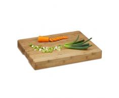 Relaxdays Hackbrett gestreift, Schneidbrett Bambus, pflegeleicht, HBT ca. 5,5 x 45 x 35 cm, massiver Hackblock aus Holz, Schneidebrett mit Griffmulden, geölt, natur