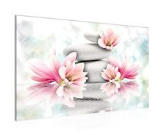 Bild Blumen Feng Shui Wandbild Vlies - Leinwand Bilder XXL Format Wandbilder Wohnzimmer Wohnung Deko Kunstdrucke Rosa 1 Teilig - MADE IN GERMANY - Fertig zum Aufhängen 505814a