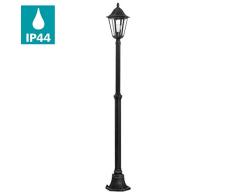 EGLO Außen-Stehlampe Navedo, 1 flammige Außenleuchte, Stehleuchte aus Aluguss und Glas, Farbe: Schwarz, silber-patina, Fassung: E27, H: 200 cm, IP44