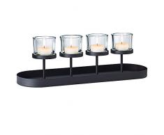 Blomus Nero Kerzenleuchter, Metall, schwarz, H 17,5 cm, B 56 cm, T 15,5 cm