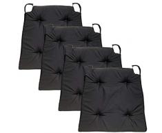 Traumnacht Stuhlkissen Basic 4er Set, 40 x 42 x 4 cm, schwarz