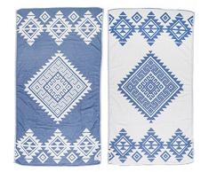 Bersuse 100% Baumwolle - Yucatan Strandtuch - Doppellagig - Aztekisch -100 x 180 cm, Hellblau