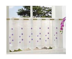 Gardinenbox Transparente Scheibengardine aus Voile, 40x120, Lila, luftiger Voile mit gesticktem Muster, 42002