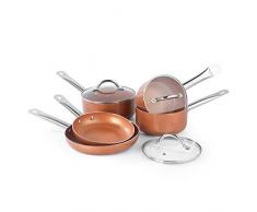 SALTER BW07174AR Me BW07174ARN Antihaft-/ kratzfestes Kochtopfset mit keramischer Innenbeschichtung | Kupfer | 5-teiliges Set | Metall Utensil Safe, Copper, Topf gesetzt