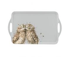 Wrendale Tablett mit großem Griff, Eule, Melamin, Mehrfarbig, 20 x 29.5 x 48 cm