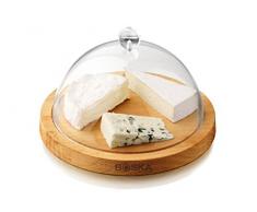 Boska 859002 Käsebrett - Servierbrett - Eichenholz mit Käseglocke - Serie: Life Ø 25 cm Höhe 15,5 cm