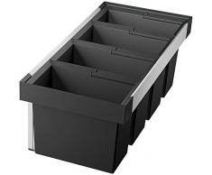 Blanco Flexon II 90/4, Müllsystem für die Abfalltrennung in der Küche, mit 4 Mülleimern (3 x 19 l / 16 l), zur Montage in der Schublade eines 90 cm-Unterschranks, 521475