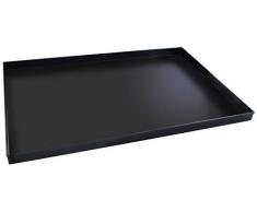 FMprofessional Pizzablech 60x40 cm, eckige from ideal für Pizza, Backblech ist hitzebeständig bis 400°C, rechteckiges Blech mit Emaille Versiegelung (Farbe: Schwarz), Menge: 1 Stück