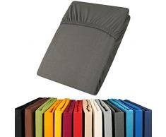 aqua-textil Viana Spannbettlaken 90x200-100x200 cm anthrazit Baumwolle Spannbetttuch Jersey Laken