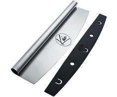 Pizzaschneider | 34,9 cm x 9,2 cm | Schwerlast 18/0 Edelstahl Pizzaschneider | Kipphebelklinge mit Schutzhülle | Premium Pizzaschneider Zubehör