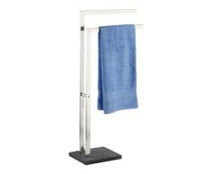 Wenko Handtuchständer Slate-Rock, Handtuchhalter freistehend in Schiefer-Optik, Kleiderständer aus rostfreiem Edelstahl, 43,5 x 86,5 x 20 cm, anthrazit