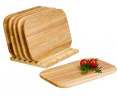 Mäser, Schneidebretter und Brettchenständer, 7-teilig, Hackbrett aus hellem Holz