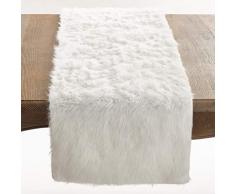 SARO LIFESTYLE 197.W15108B Juneau Collection Faux Fur Design Topper Table Runner, 15 x 108, White