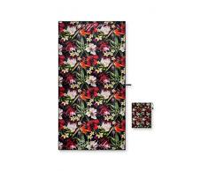 Mikrofaser Strandtuch und Reisehandtücher für Damen- Sand Frei. Extra Groß. Perfekt für Ihren Urlaub am Schwimmbad, Camping und Reisen Schnelltrocknend - Kompakt. XL 180cm x 90cm. Tropische Blumen