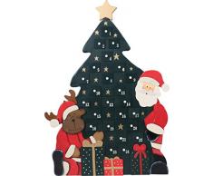 Adventskalender Weihnachtszeit aus Holz, im nostalgischen Design mit 3D-Applikationen, jedes Jahr wiederverwendbar, 24 Holzschubladen bieten genügend Platz für kleine Geschenke