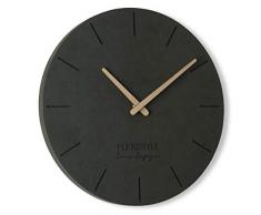 FLEXISTYLE Wanduhr ohne tickgeräusche ECO Schwarz 30cm, Wohnzimmer, Schlafzimmer, in Europa hergestellt