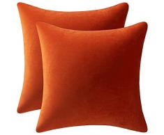 Dezene Kissenbezug aus superweichem Samt mit verdecktem Reißverschluss 18x18, 2 PCS korallenrot