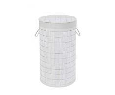 Wenko 22103100 Wäschetruhe Bamboo Weiß, Wäschekorb, mit Wäschesack, Bambus, 35 x 60 x 35 cm, Weiß