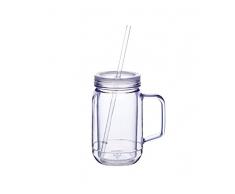 Bar Craft Doppelwandig Trinkflasche mit Trinkhalm, 400 ml (14 FL OZ) - Klar