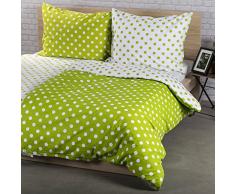 4Home Bettwäsche Punkt, Baumwolle, Grün/weiß, 200 x 160 cm, 3-Einheiten
