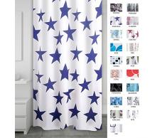 RIDDER 403303 Duschvorhang Textil ca. 180 x 200 cm, Star blau