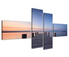 Visario Leinwandbilder 6524 Wandbilder, 160 cm auf Leinwand See, Steg