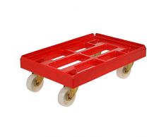 keeeper Transportroller für Transportboxen- und Körbe, Tragkraft bis 300 kg, 61 x 41 x 19 cm, Rolf, Rot
